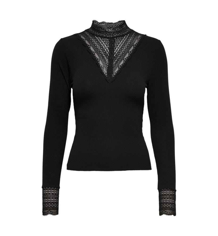 Blouse en maille à col fermé - Noir