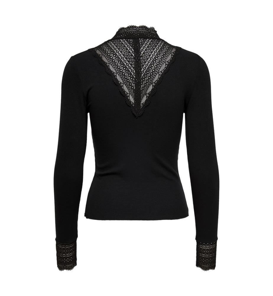 Blouse en maille à col fermé - Noir