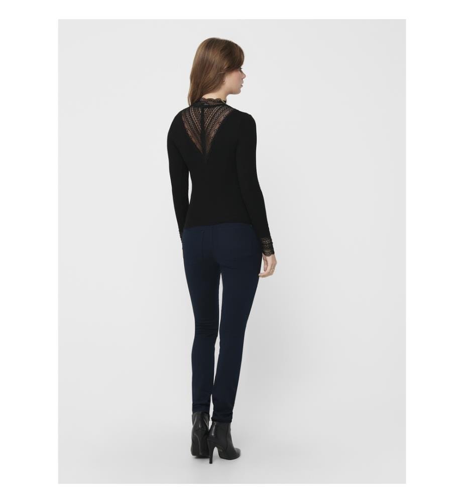 Blouse en maille à col fermé - Noir