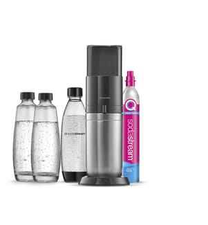 Trinkwassersprudler Duo Black mit 60 L CO2 - Zylinder, 1 L Glaskaraffe & Fuse - Flasche - Schwarz