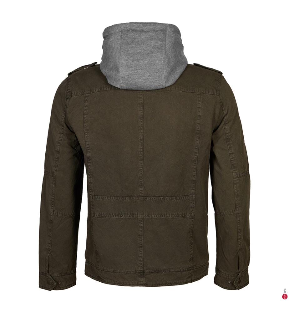 Jacke Washed Cotton Faux Shearling Lined Hooded Military - Grün
