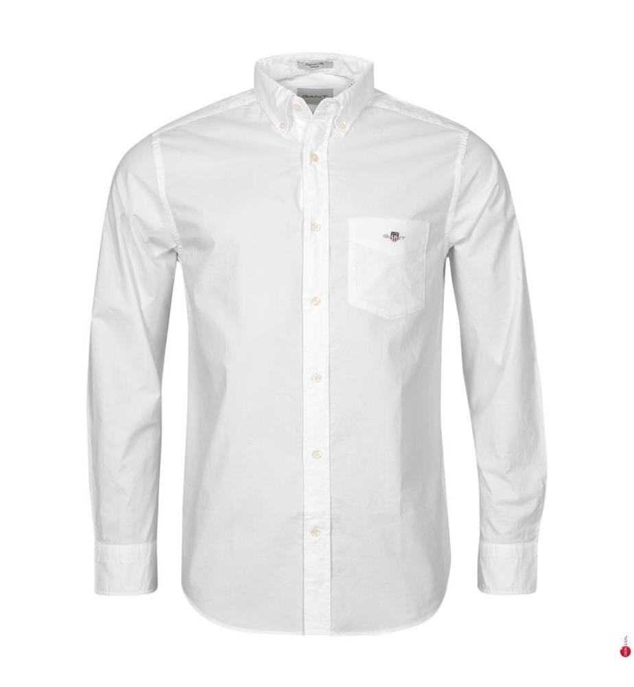 Poplin Regular Fit Hemd - Weiss