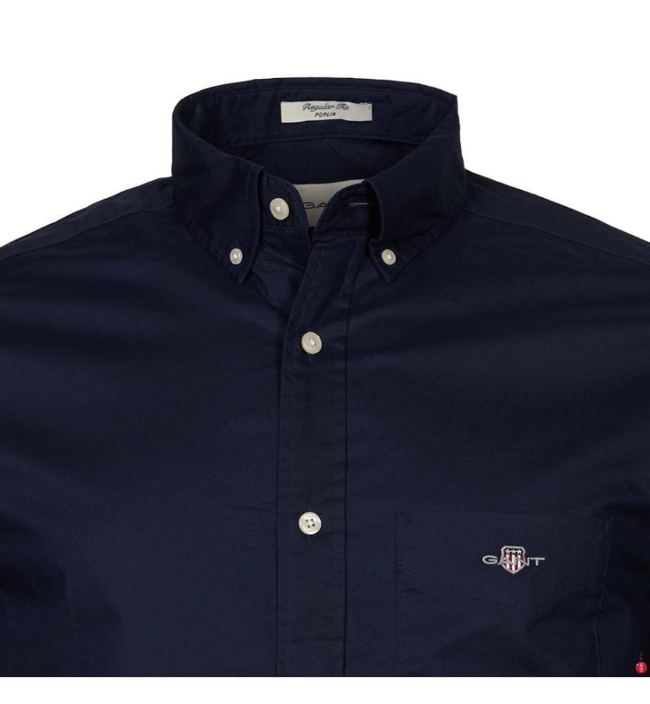 Poplin Regular Fit Hemd - Marine
