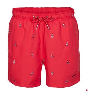 Badeshorts mit Boot-Stickerei - Wassermelonenrot
