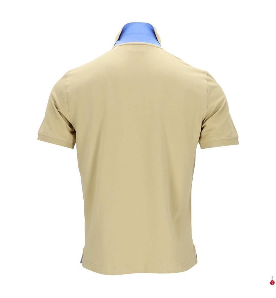 Polo in piqué a contrasto - Beige