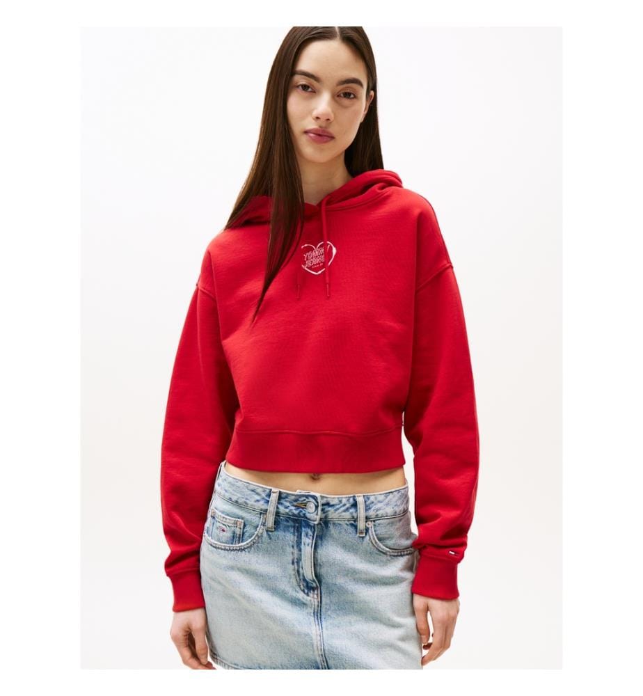 Sweat à capuche court – Rouge Saphir