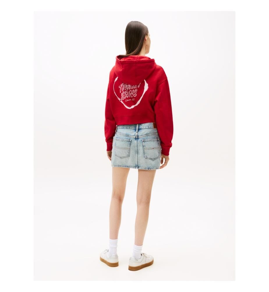 Sweat à capuche court – Rouge Saphir