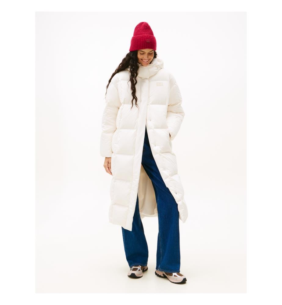 Lange, wattierte Daunenjacke Alaska - Weiss