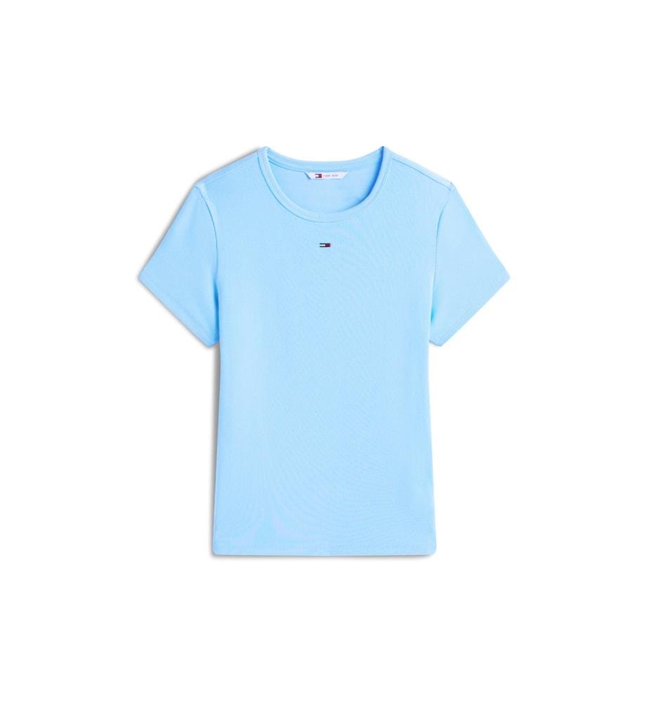 Maglietta Slim a coste - Azzurro