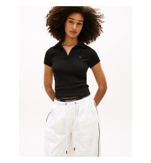 Polo Slim a coste - Nero