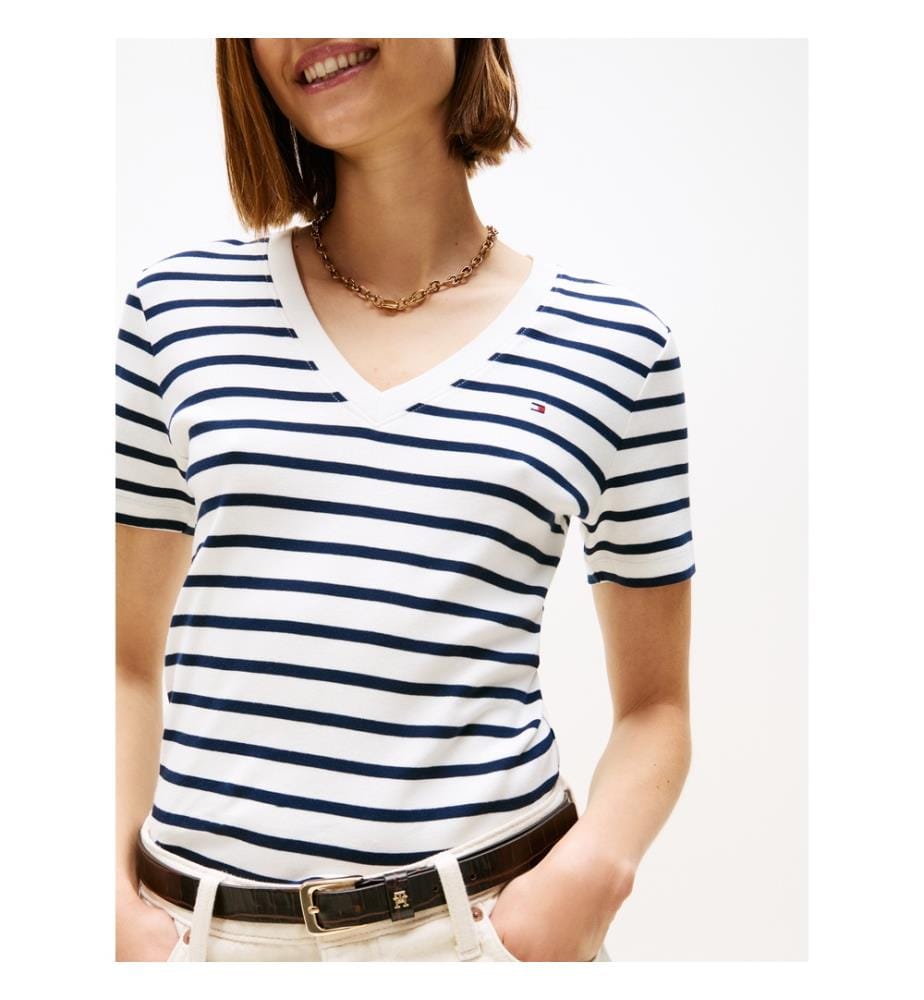 Maglietta Slim - Bianco e blu
