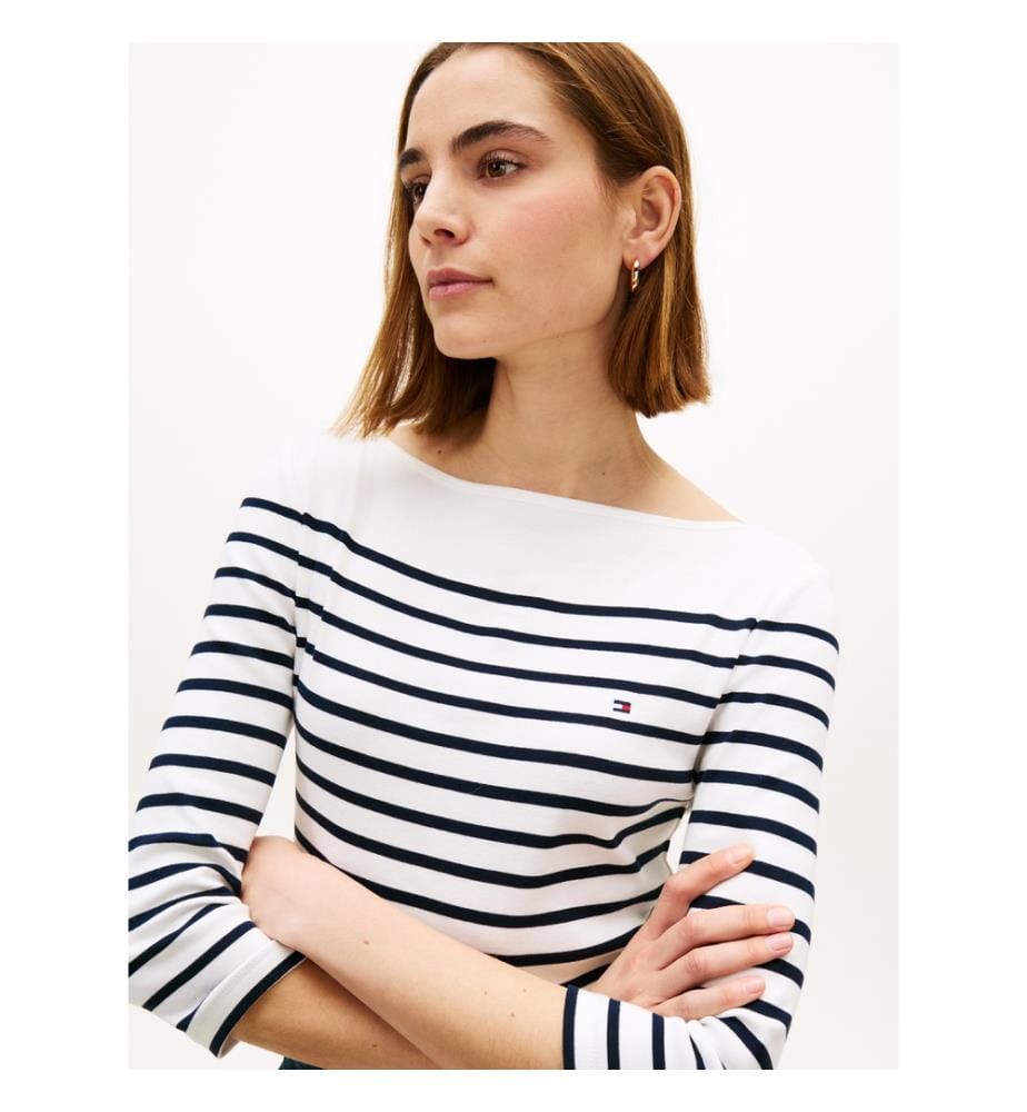 Maglietta Slim - Bianco e blu