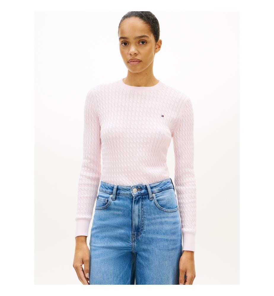 Maglione a cavi - Rosa chiaro