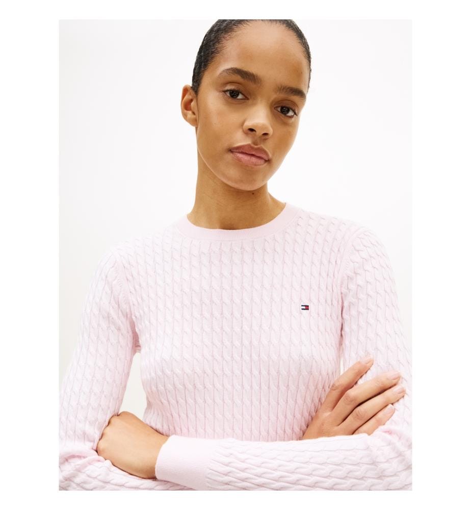 Maglione a cavi - Rosa chiaro