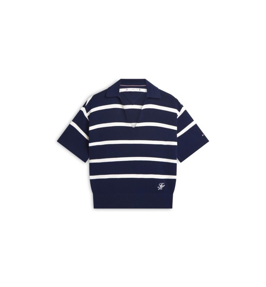 Maglione lavorato a maglia - Marina e bianco