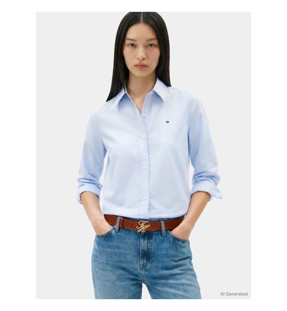 Camicia in cotone Oxford - Blu