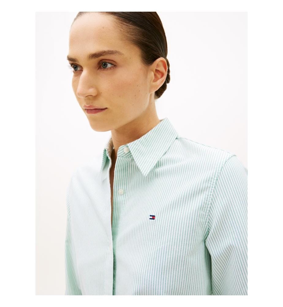 Camicia in cotone Oxford - Verde chiaro e bianco