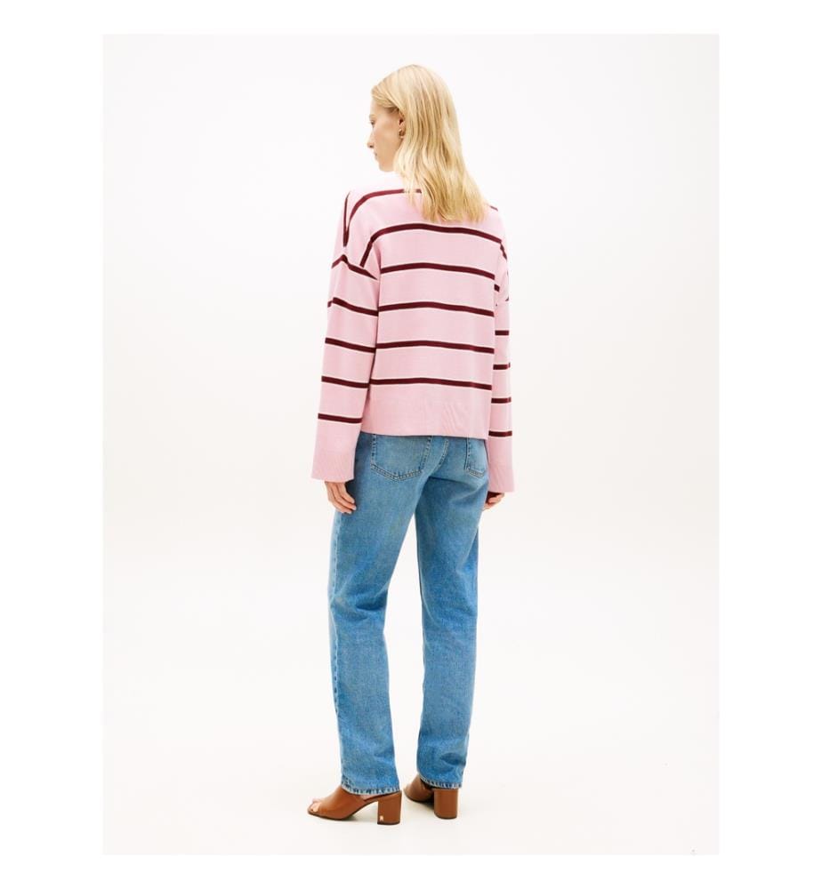 Lässiger Pullover aus Premium-Strick - Rosa und Bordeaux