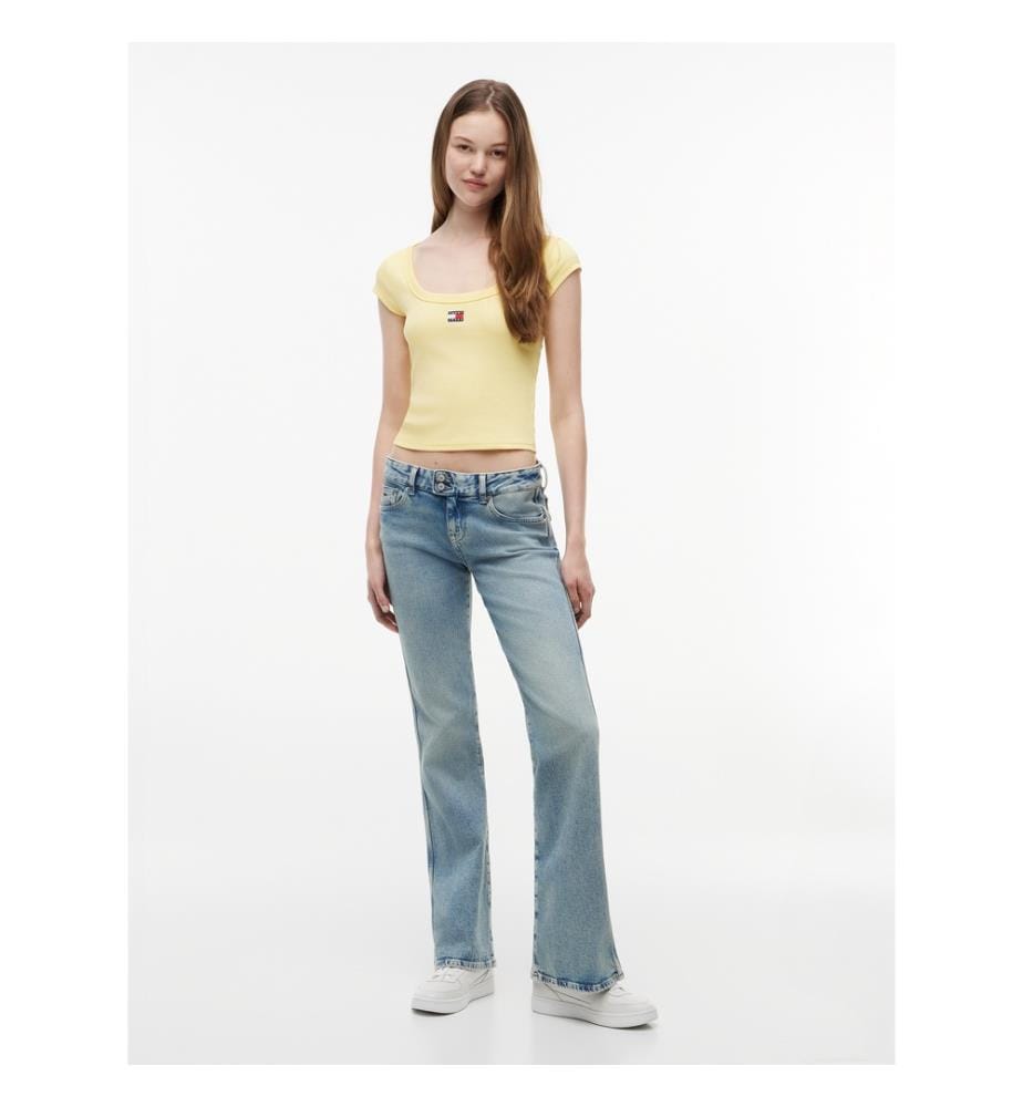 T-shirt à manches courtes TJW Slim Rib Badge Tee EXT - Blanc antique