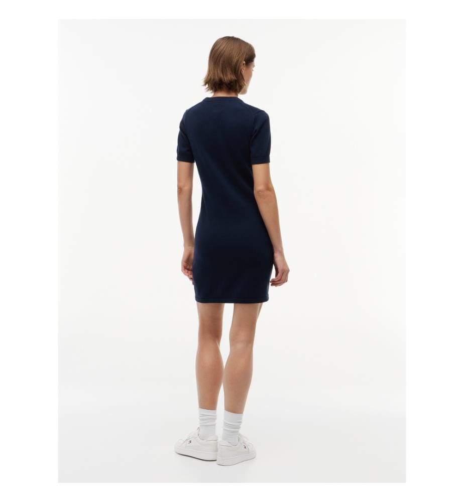 Kleid Tommy Jeans Flaggenlogo-Pullover - Dunkelblau