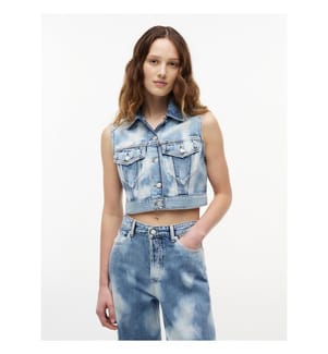 Gilet in denim cropped - Denim chiaro