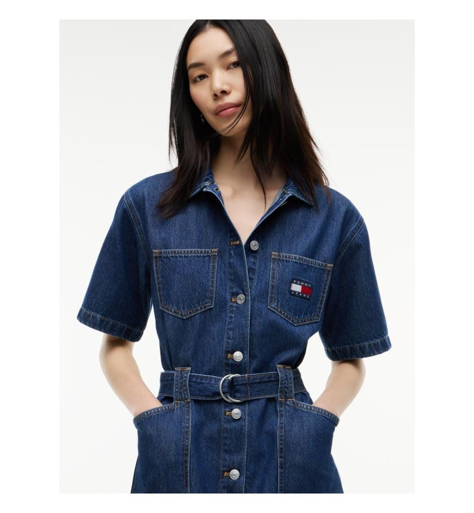 Funktionales Hemdkleid – Jeansblau