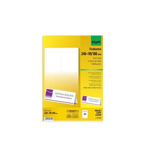 SIGEL - Tischkarte 24 x 9 x 18 cm, 20 Blatt, 185 g, Weiss