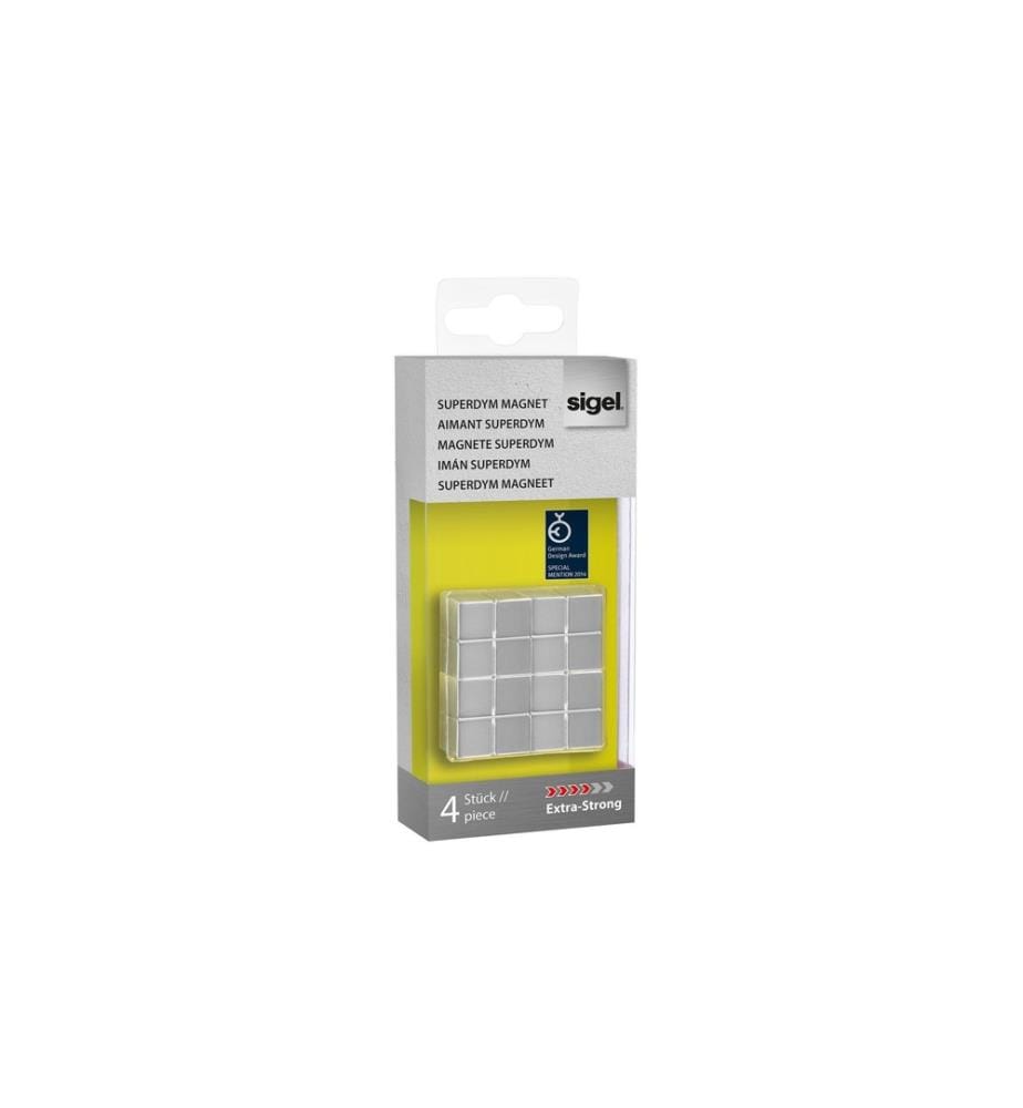 SIGEL - Plaque magnétique Extra Strong Ø 20 x 10 x 20 mm, 4 pièces