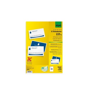 SIGEL - Étiquettes de cartes de visite 8.5 x 5.5 cm, 10 feuilles, 225 g, blanc