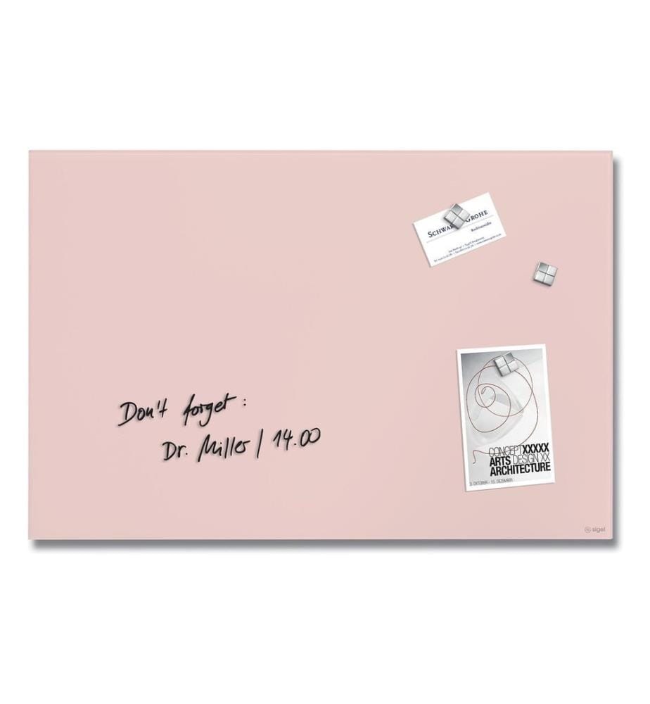 SIGEL - Tableau en verre magnétique 600x400 rose pastel