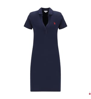 Robe à encolure en V en jersey extensible - Bleu marine