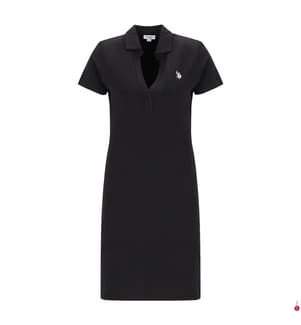 Robe à encolure en V en jersey extensible - Noir