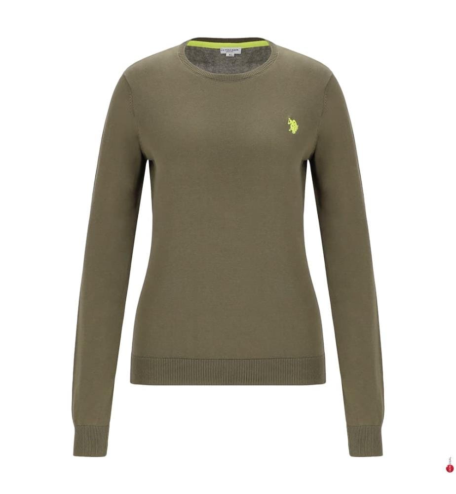 Pullover mit Rundhalsausschnitt aus Baumwolle - Waldgrün