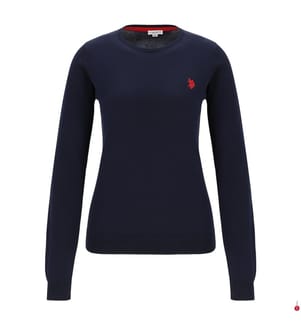 Pullover mit Rundhalsausschnitt aus Baumwolle - Marineblau