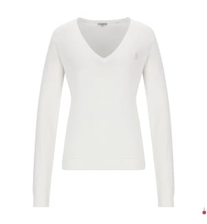 Baumwollpullover mit V-Ausschnitt - Weiss