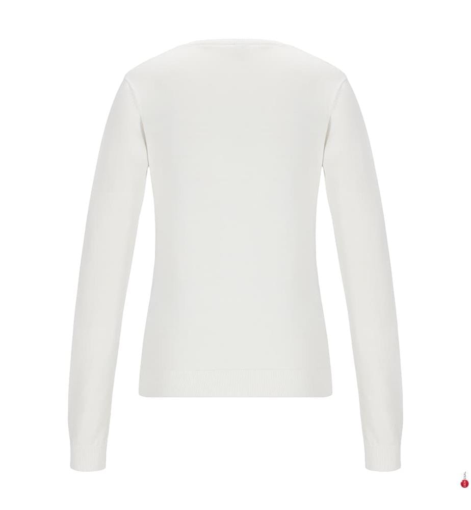 Baumwollpullover mit V-Ausschnitt - Weiss