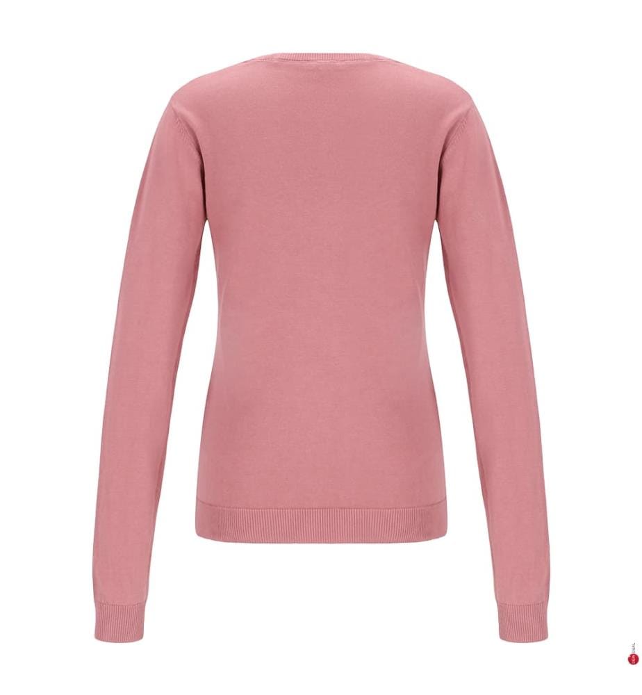 Baumwollpullover mit V-Ausschnitt - Rosa