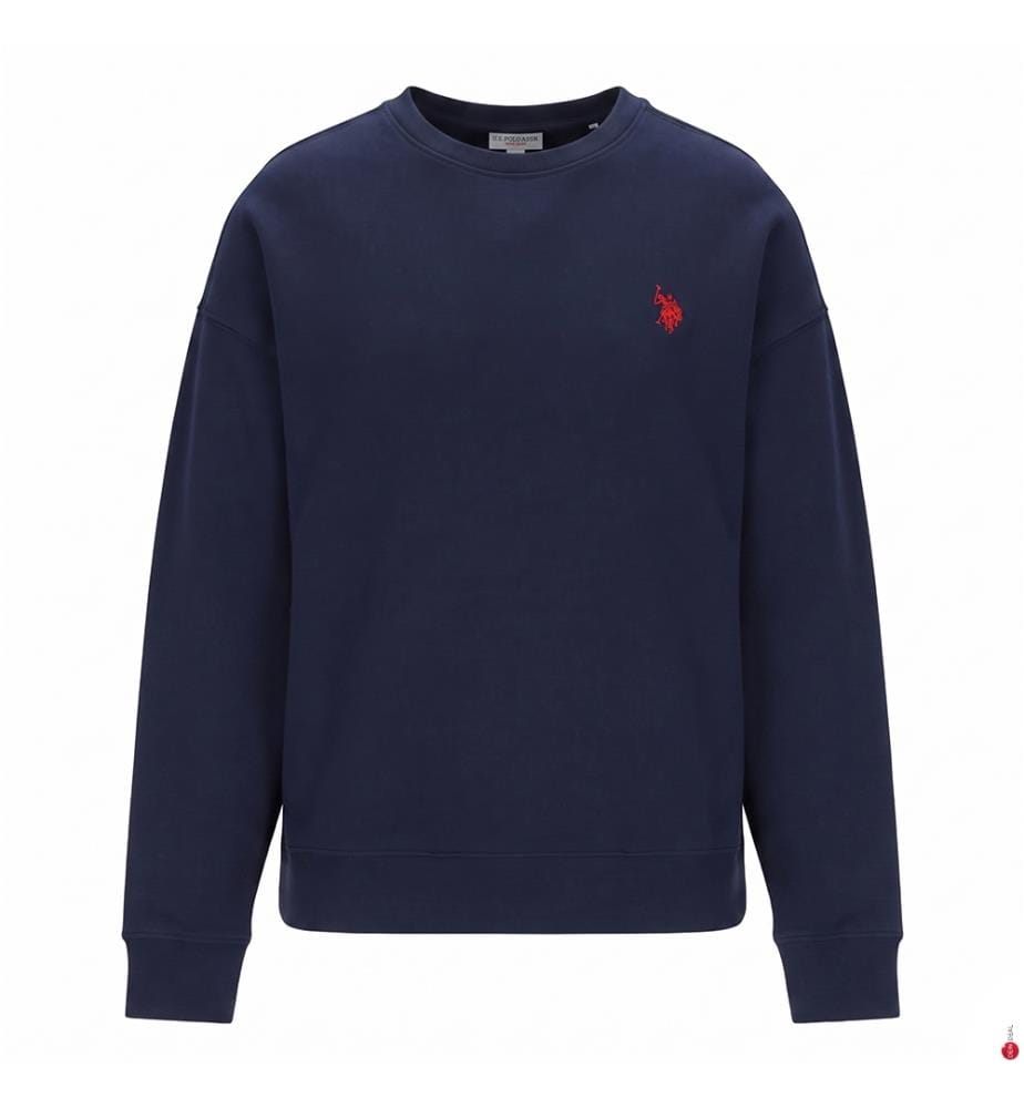 Sweat-shirt à col rond en coton - Bleu marine