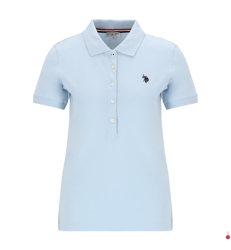Polohemd aus Stretch-Baumwolle mit Mikro-Piqué-Struktur - Blu China
