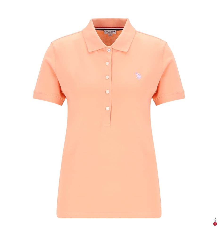 Polo en coton stretch micro-piqué - Corail