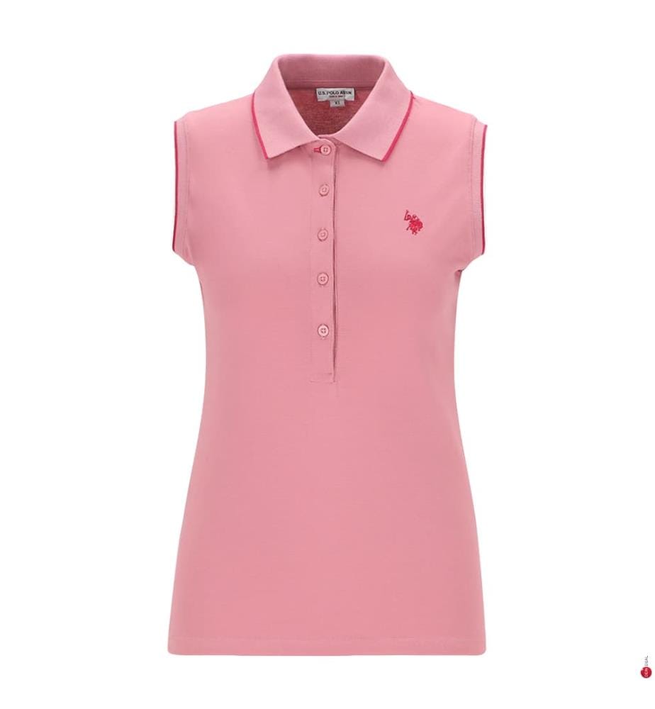 Ärmelloses Polohemd aus Micro-Piqué-Baumwolle - Rosa