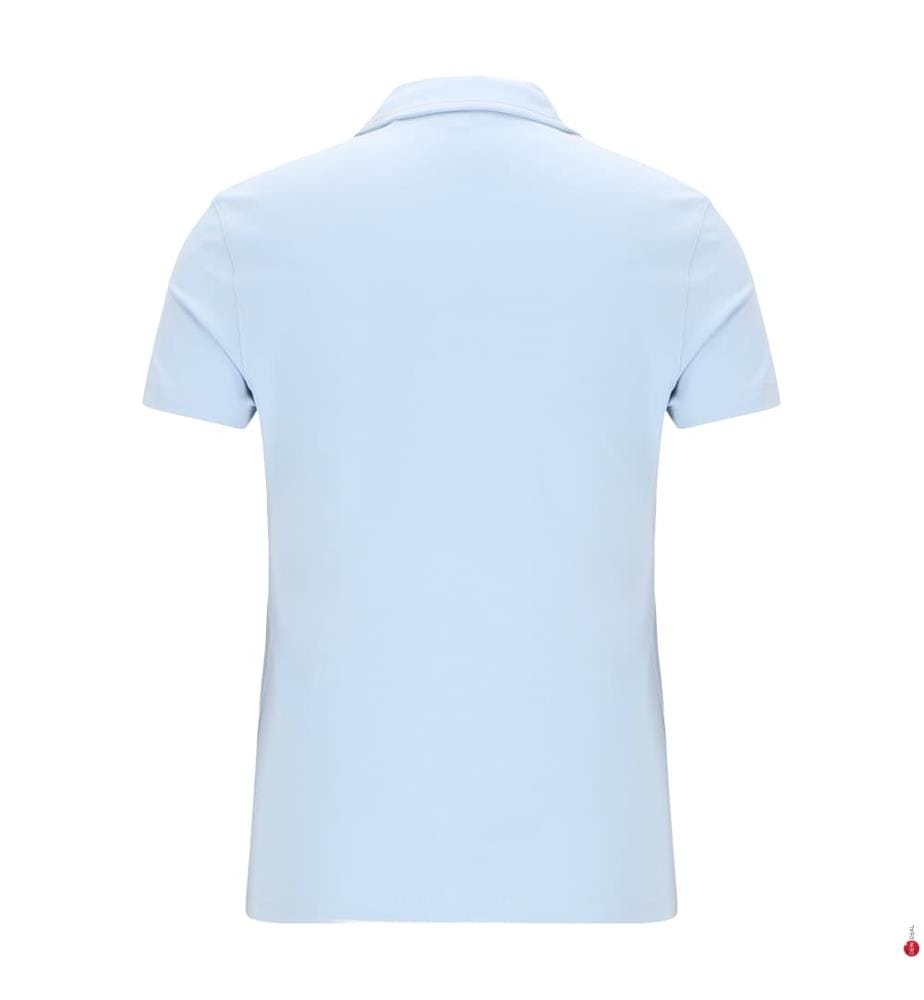 Kurzärmeliges Polohemd aus Stretch-Baumwolle - Blu China