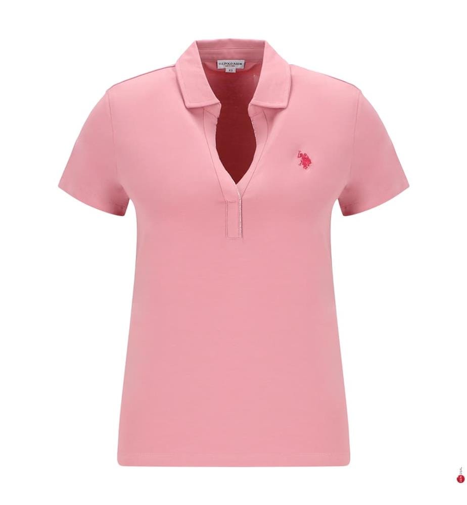 Kurzärmeliges Polohemd aus Stretch-Baumwolle - Rosa