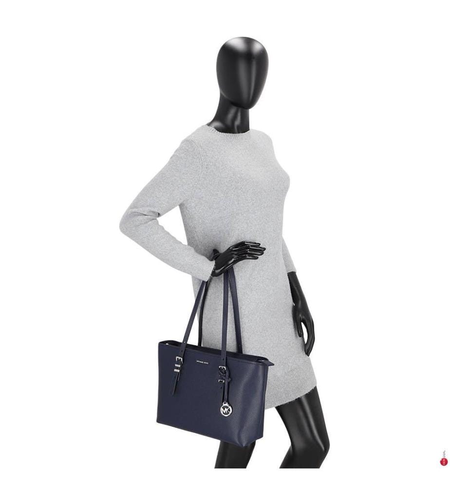 Quinn Tote - Borsa in pelle con finiture in metallo - Navy