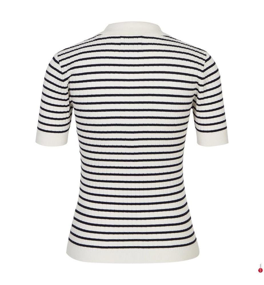 Rugger - Maglia a coste a righe - Blu sera