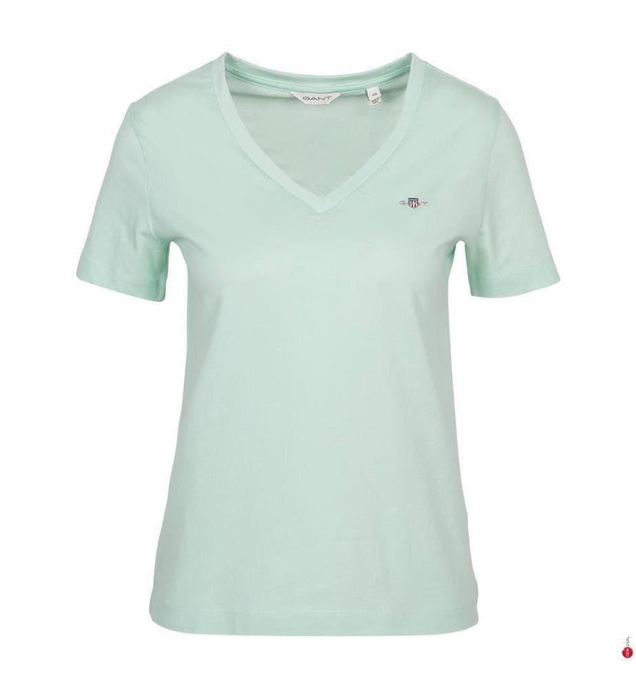 Regular Fit Shield V-Neck T-Shirt - Faded Mint