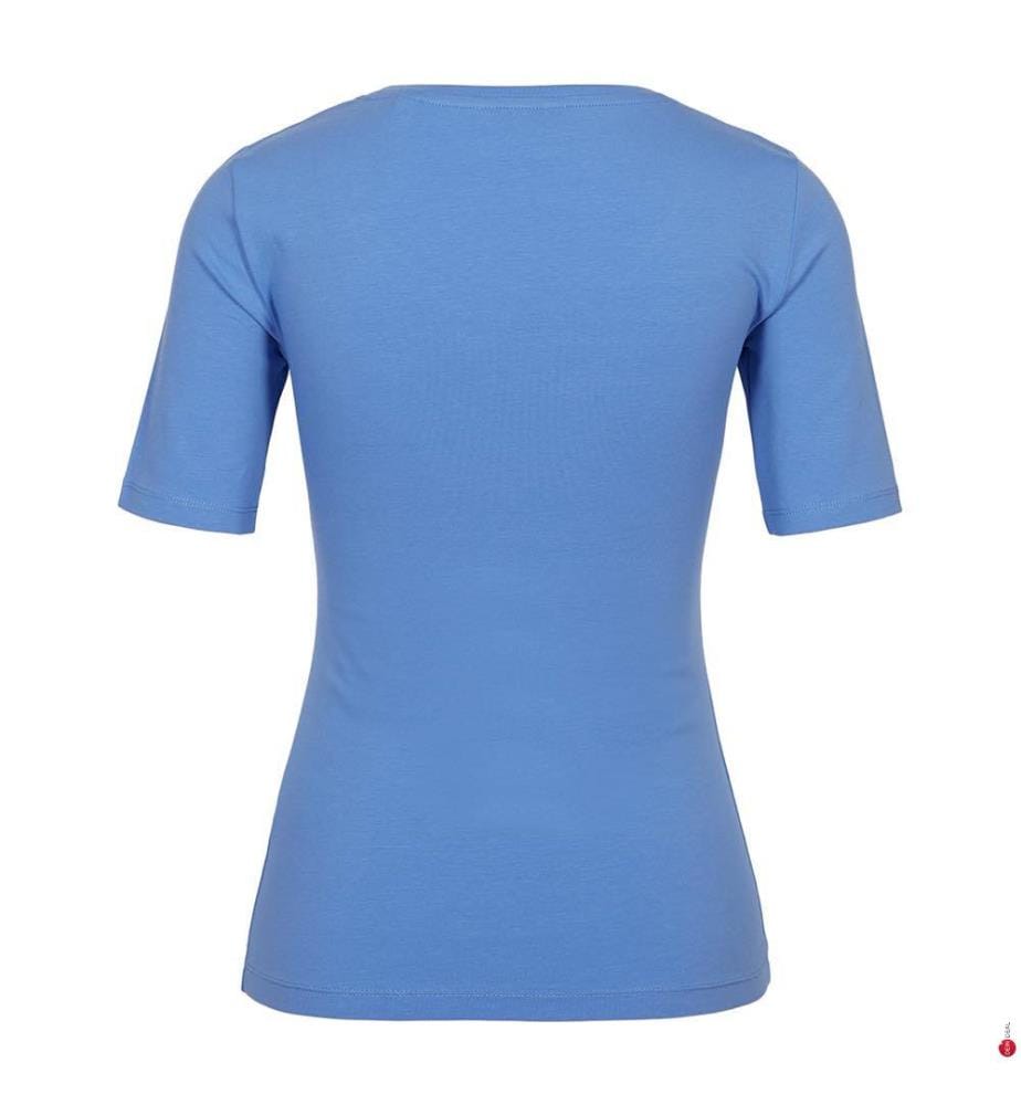 Top con scollo a pallina Slim Cot/Ela - Blu perfetto