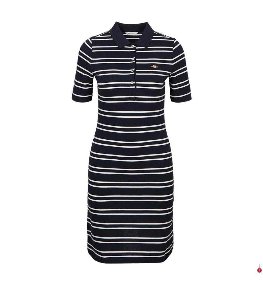 Robe-polo Piqué à rayures - Bleu nuit