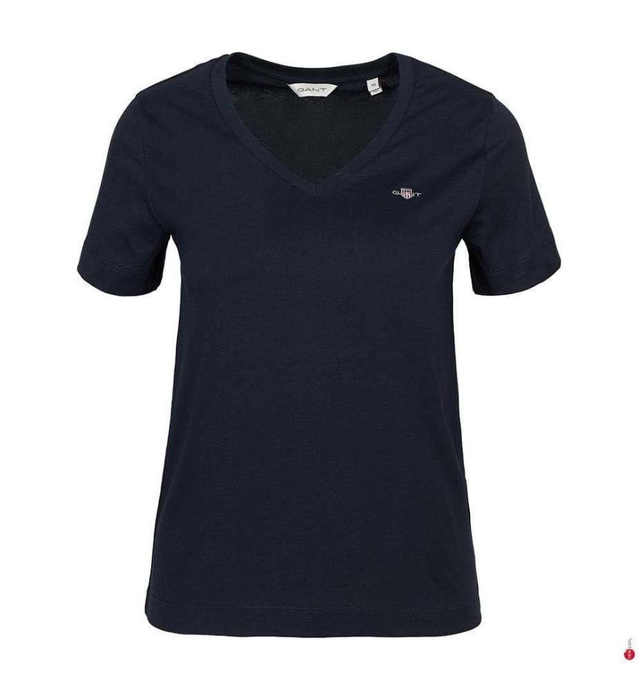 V-Neck Shield Regular Fit T-Shirt - Nachtblau