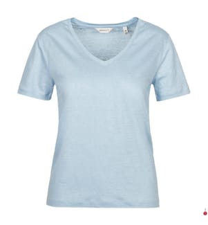 Maglietta in lino con scollo a V dal taglio regolare - Fresh Blue